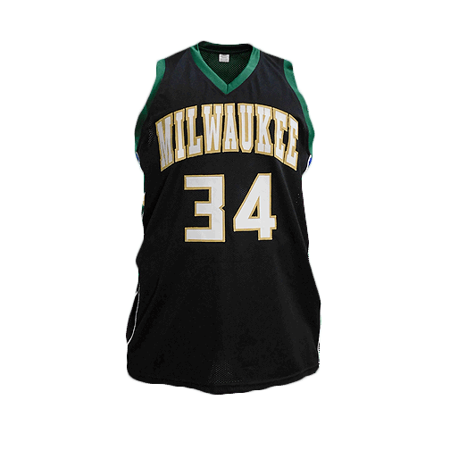 Press Pass Collectibles Giannis Antetokounmpo Authentic Signed Black Pro Style Jersey w/Black #s BAS Wit