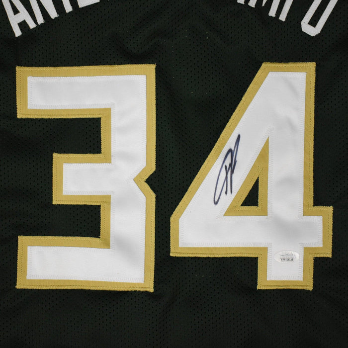 Giannis Antetokounmpo Autographed Green Milwaukee Basketball Jersey (JSA) - RSA