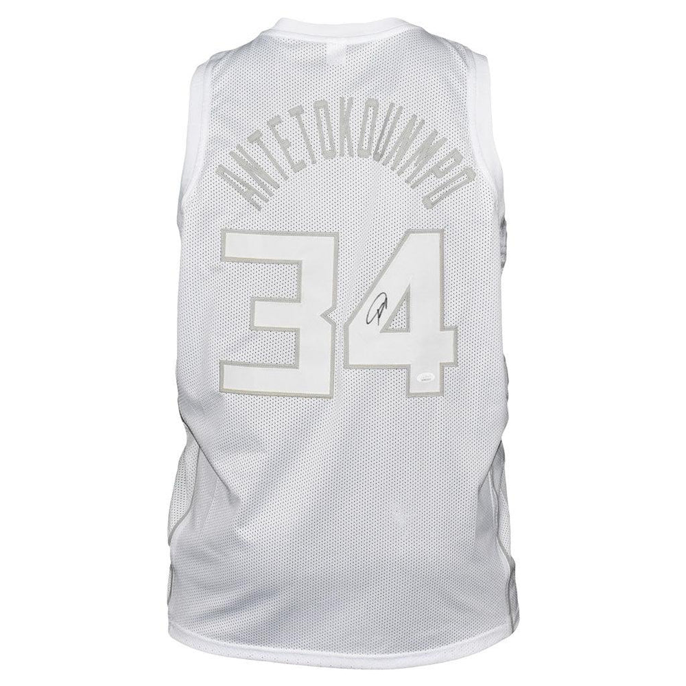 Giannis Antetokounmpo Signed Milwaukee Pro White Ice Basketball Jersey (JSA) - RSA
