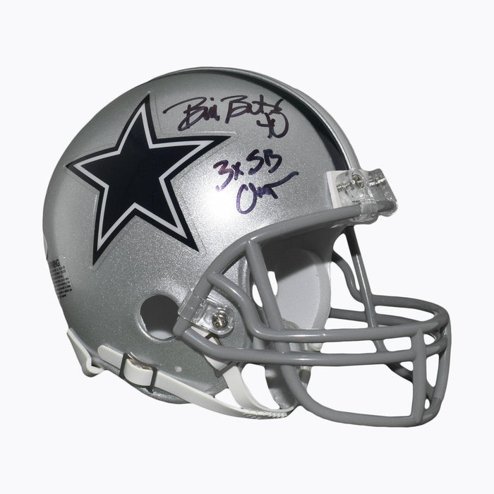 Bill Bates Signed 3x SB Champ Dallas Cowboys Mini Football Helmet (JSA) - RSA