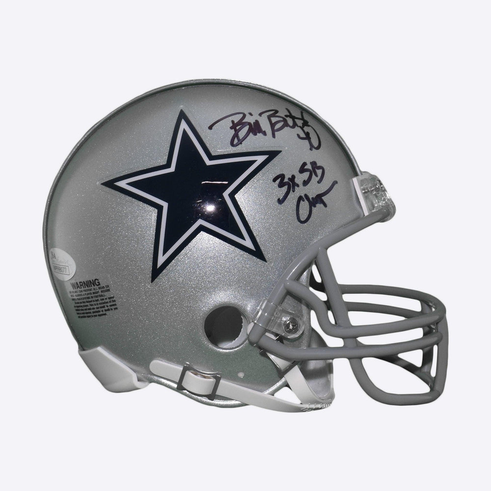 Bill Bates Signed 3x SB Champ Dallas Cowboys Mini Football Helmet (JSA) - RSA