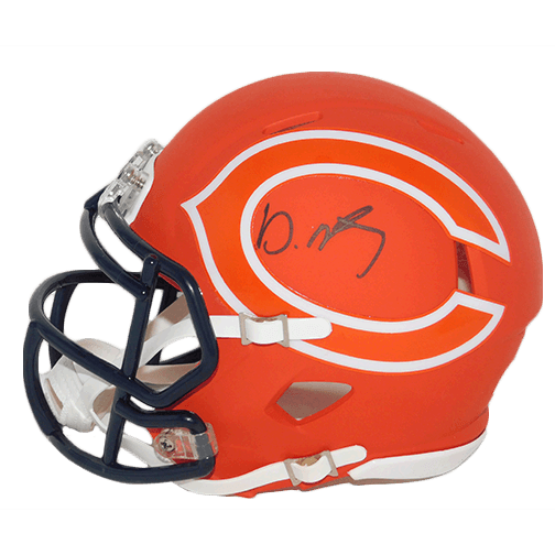 David Montgomery Autographed Chicago Bears Orange Amp Football Mini Helmet (JSA) - RSA