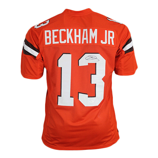 Odell Beckham Jr Autographed Pro Style Custom Football Jersey Orange JSA - RSA
