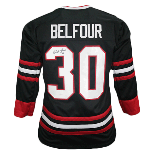 Ed Belfour Autographed Black Chicago Pro Style Hockey Jersey JSA - RSA