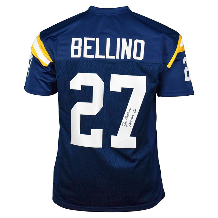 Joe Bellino Signed Heisman 60 Inscription Navy College Blue Football Jersey (JSA) - RSA