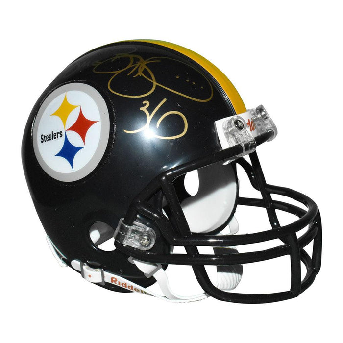 Jerome Bettis Signed Gold Ink Pittsburgh Steelers Mini Replica Black Football Helmet (JSA) - RSA