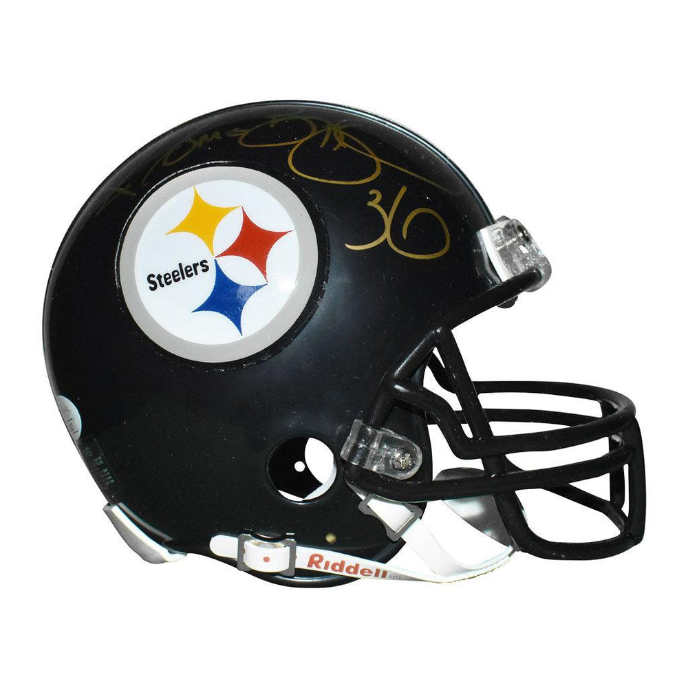 Jerome Bettis Signed Gold Ink Pittsburgh Steelers Mini Replica Black Football Helmet (JSA) - RSA