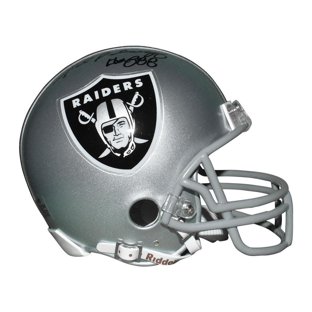 Fred Biletnikoff Signed HOF 88 Inscription Oakland Raiders Mini Replica Silver Football Helmet (JSA) - RSA