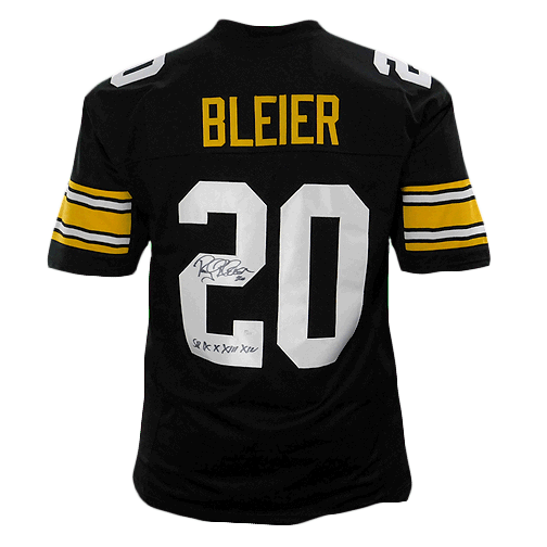 Rocky Bleier Signed SB IX, X, XIII, XIV Pro Edition Black Football Jersey (JSA) - RSA