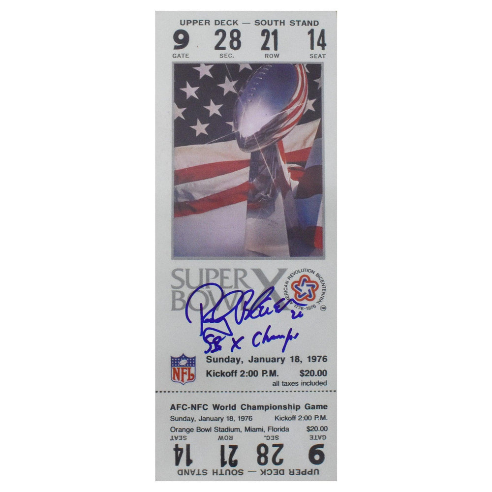 Rocky Bleier Signed Super Bowl X Wooden Ticket SB X Champs Inscription (Beckett) - RSA