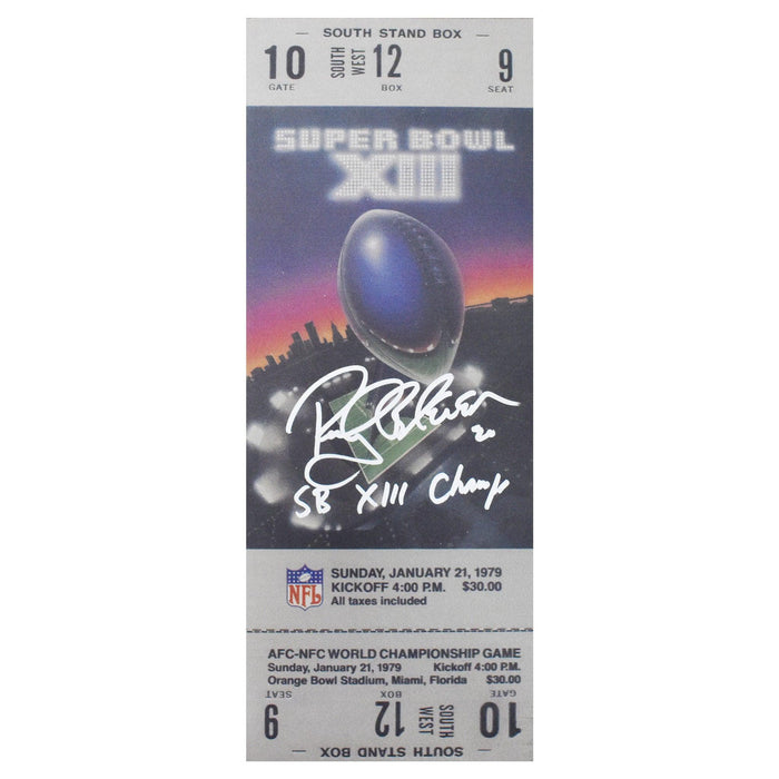 Rocky Bleier Signed Super Bowl XIII Wooden Ticket SB XIII Champs Inscription (Beckett) - RSA
