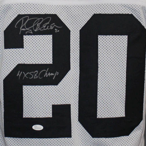 Rocky Bleier Autographed Pro Style Football Jersey White (JSA) 4X Super Bowl Champ Inscription - RSA