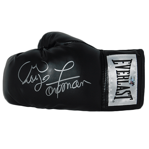 George Foreman Autographed Black Everlast Boxing Glove (Foreman Hologram) - RSA