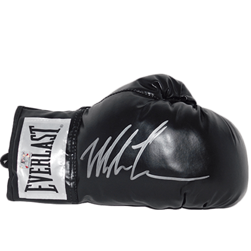 Mike Tyson Autographed Black Boxing Glove Signed in Silver (JSA) - RSA