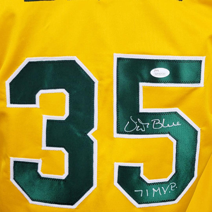 Vida Blue Signed MVP 71 Inscription Oakland Yellow Baseball Jersey (JSA) - RSA