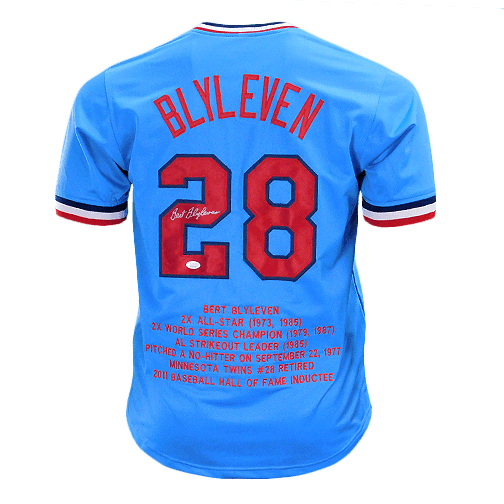 Bert Blyleven Stats Signed Minnesota Blue Baseball Jersey (JSA) - RSA