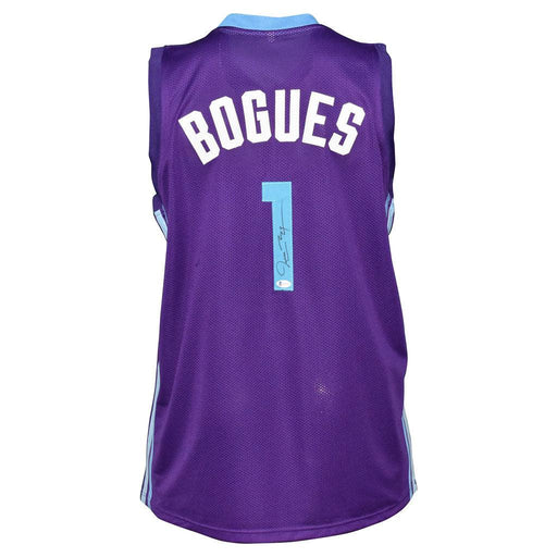 Muggsy Bogues Signed Charlotte Pro Purple Basketball Jersey (Beckett) - RSA