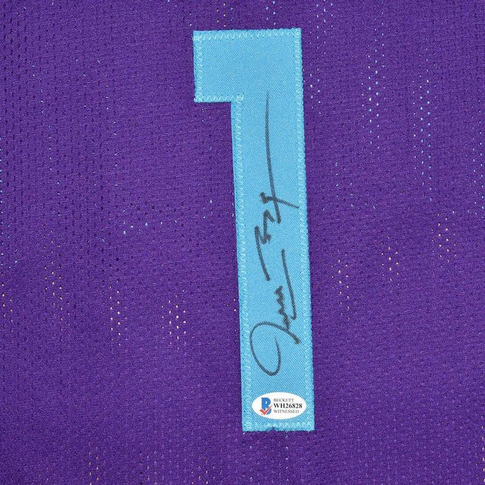 Muggsy Bogues Autographed Charlotte Custom Purple Basketball