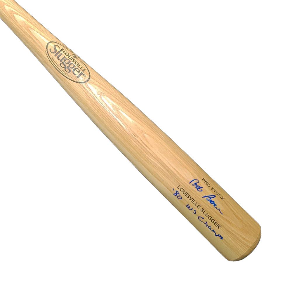 Bob Boone Signed 80 WS Champs Inscription Louisville Slugger Official — RSA