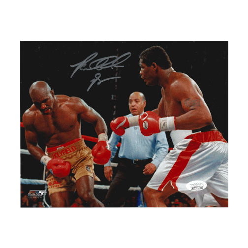 Riddick Bowe Autographed Boxing 8 x 10 Photo w/ Holyfield (JSA) - RSA
