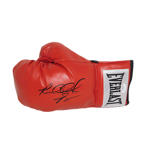 Riddick Bowe Autographed Red Boxing Glove JSA - RSA