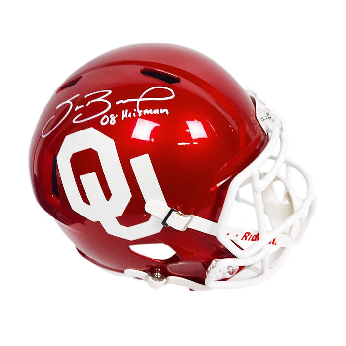 Sam Bradford Signed 08 Heisman Inscription Oklahoma Sooners Speed Full-Size Replica Football Helmet (Beckett) - RSA