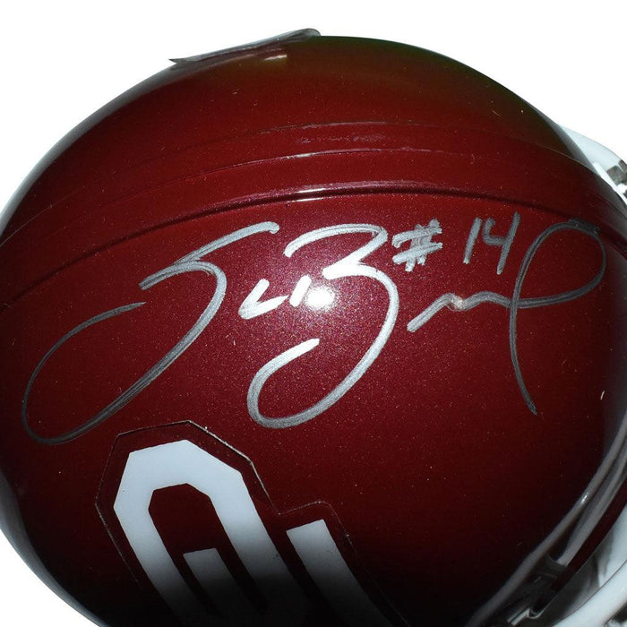 Sam Bradford Signed Oklahoma Sooners Mini Replica Red Football Helmet (JSA) - RSA