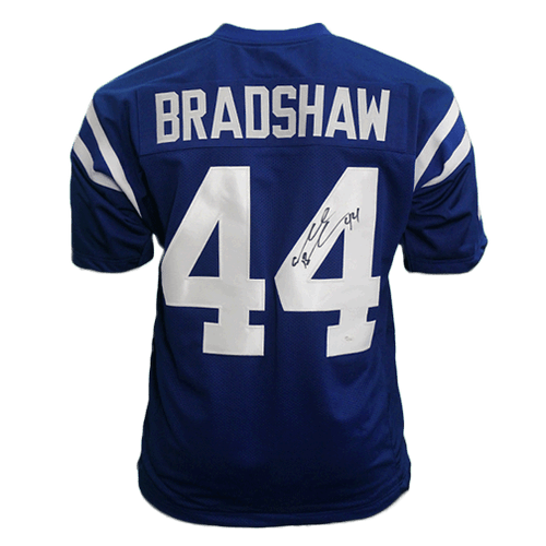 Ahmad Bradshaw Autographed Pro Style Football Jersey Blue JSA RSA