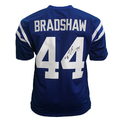 Ahmad Bradshaw Autographed Pro Style Football Jersey Blue (JSA) - RSA