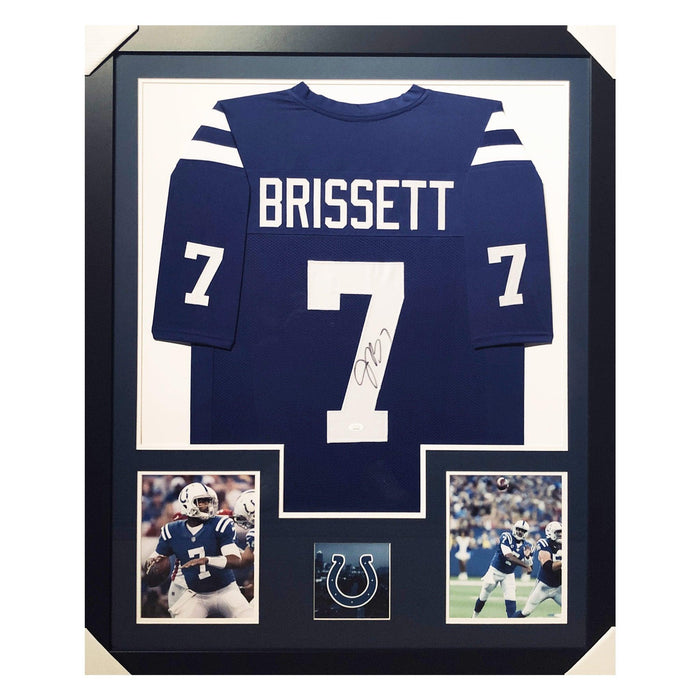 brissett colts blue autographed framed football jersey