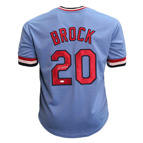 Lou Brock Autographed Pro Style Baseball Jersey Blue (JSA) - RSA