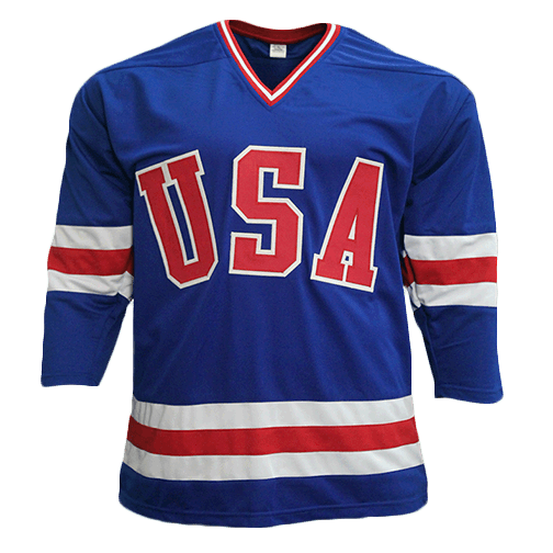 Neal Broten Team USA Autographed Hockey Jersey Blue (JSA) - RSA