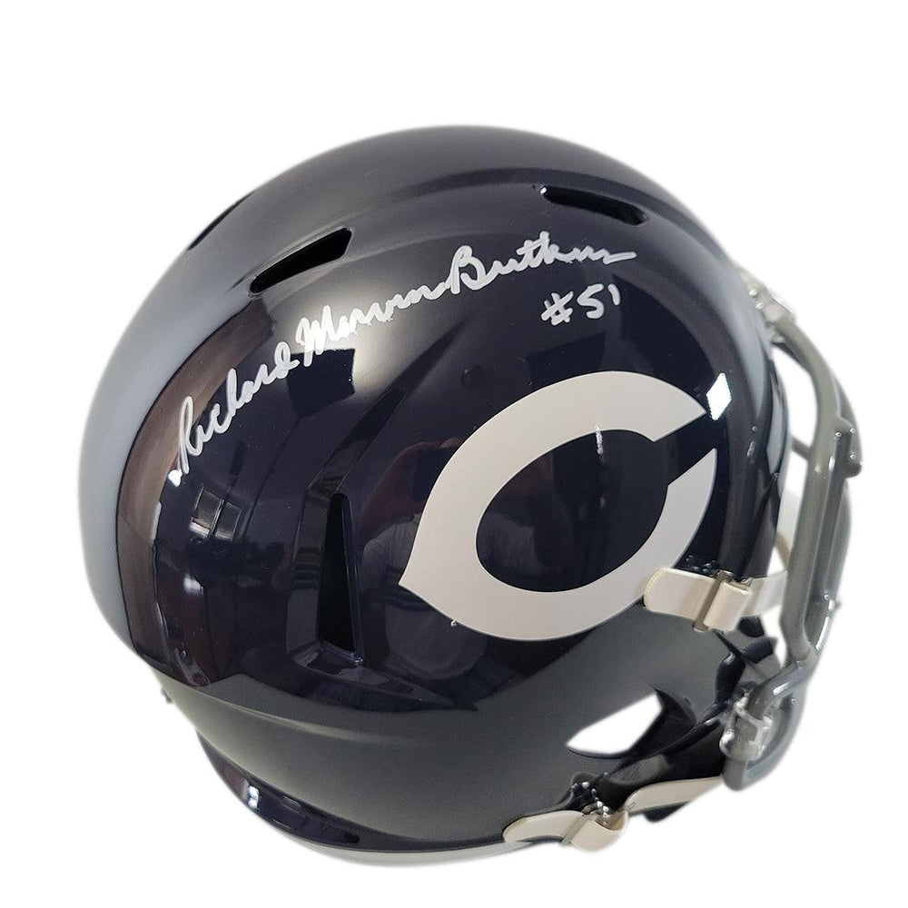 Dick Butkus Signed Richard Marvin Butkus Inscription Chicago Bears Throwback Speed Full-Size Replica Football Helmet (Beckett) - RSA
