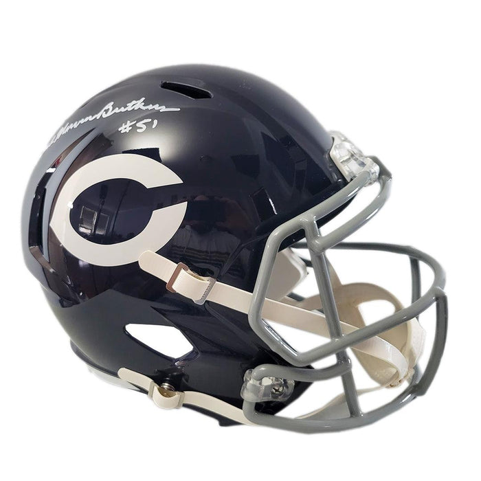Dick Butkus Signed Richard Marvin Butkus Inscription Chicago Bears Throwback Speed Full-Size Replica Football Helmet (Beckett) - RSA