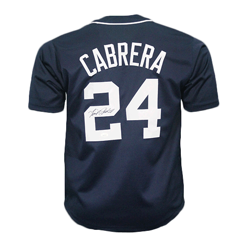 Miguel Cabrera Autographed Detroit Pro Style Baseball Jersey Navy (JSA) - RSA