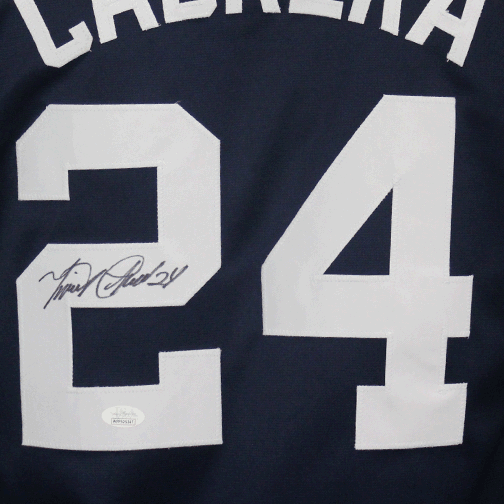 Miguel Cabrera Autographed Detroit Pro Style Baseball Jersey Navy (JSA) - RSA