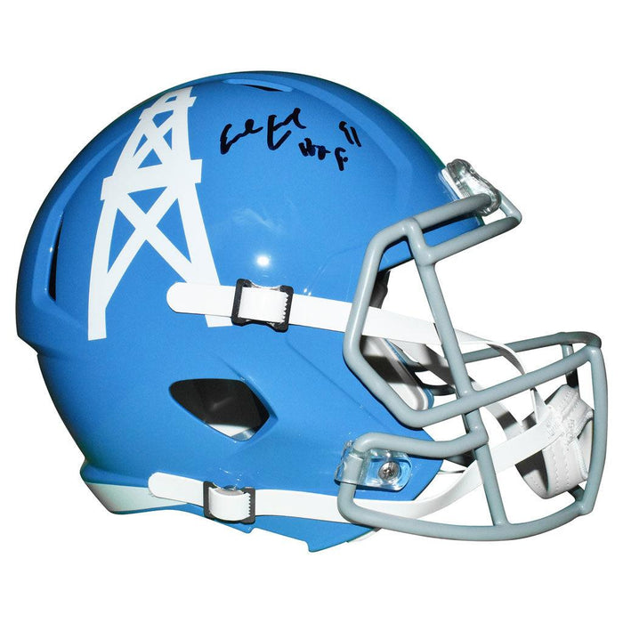 Earl Campbell Signed HOF 91 Inscription Houston Oilers Speed Full-Size Replica 1960-65 Throwback Football Helmet (JSA) - RSA