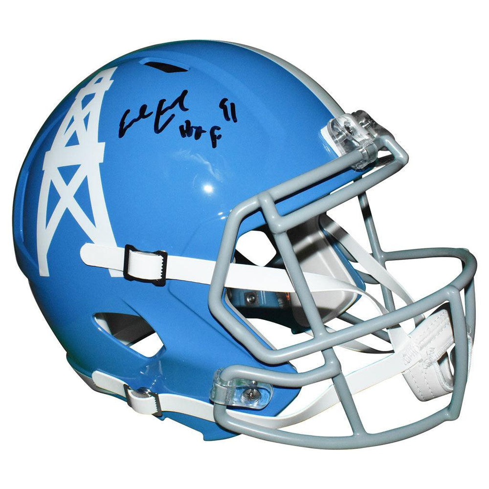 Earl Campbell Signed HOF 91 Inscription Houston Oilers Speed Full-Size Replica 1960-65 Throwback Football Helmet (JSA) - RSA