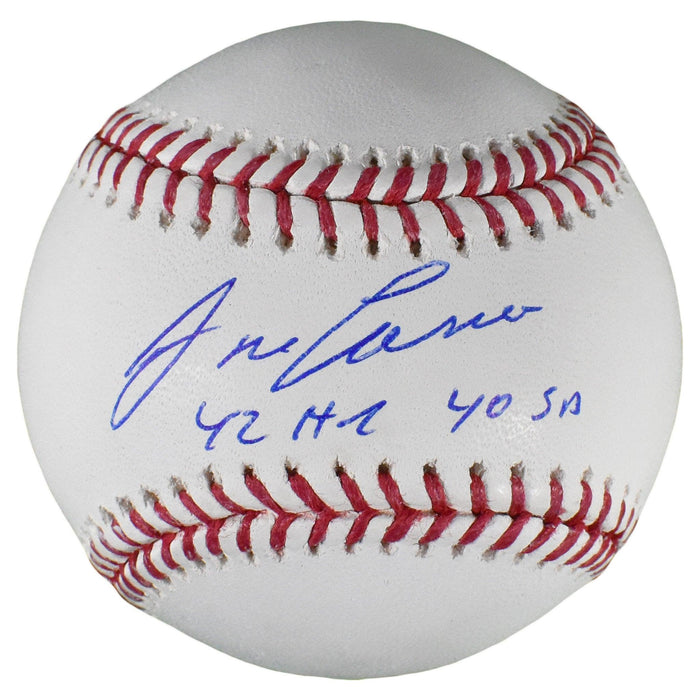 Jose Canseco Autographed Official Major League Baseball 42 HR 40 SB Inscription (JSA) - RSA