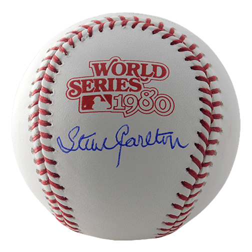 Steve Carlton Autographed 1980 World Series Official Major League Baseball (JSA) - RSA
