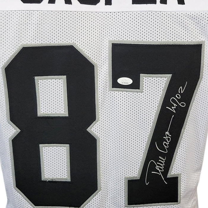 Dave Casper Signed HOF 02 Inscription Los Vegas White Football Jersey (JSA) - RSA