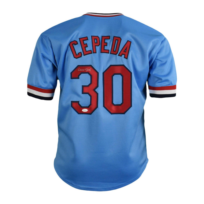 Orlando Cepeda Signed St. Louis Blue Baseball Jersey (JSA)
