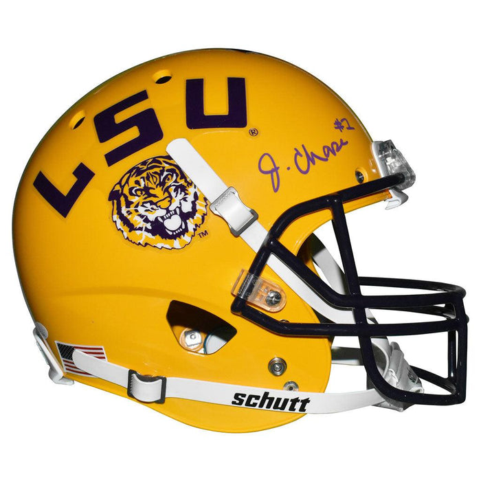 Ja'Marr Chase Signed Purple Ink LSU Tigers Full-Size Schutt Replica Yellow Football Helmet (JSA) - RSA