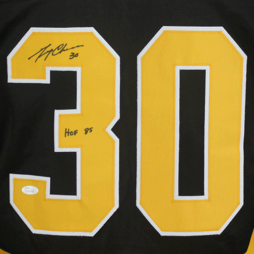 Gerry Cheevers HOF Autographed Boston Custom Hockey Jersey - JSA COA