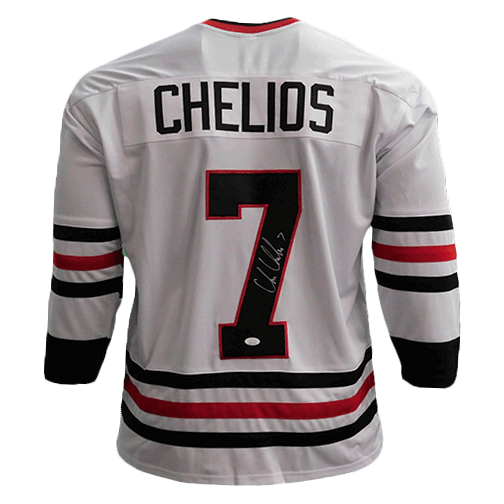 Chris Chelios Autographed Pro Style White Hockey Jersey (JSA) - RSA