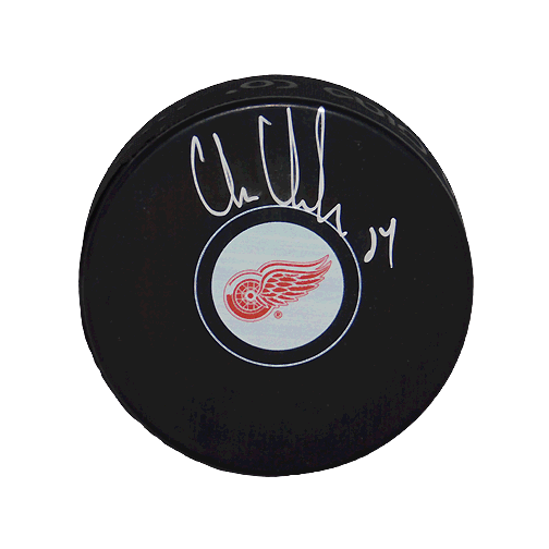 Chris Chelios Autographed Detroit Redwings Hockey Puck (JSA) - RSA