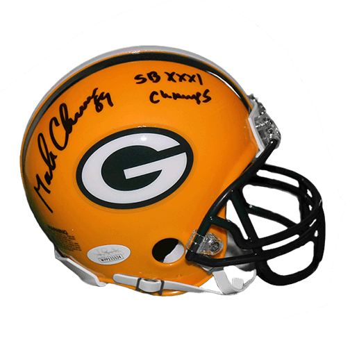 Mark Chmura Autographed Green Bay Packers Football Mini Helmet (JSA) SB Inscription Included - RSA