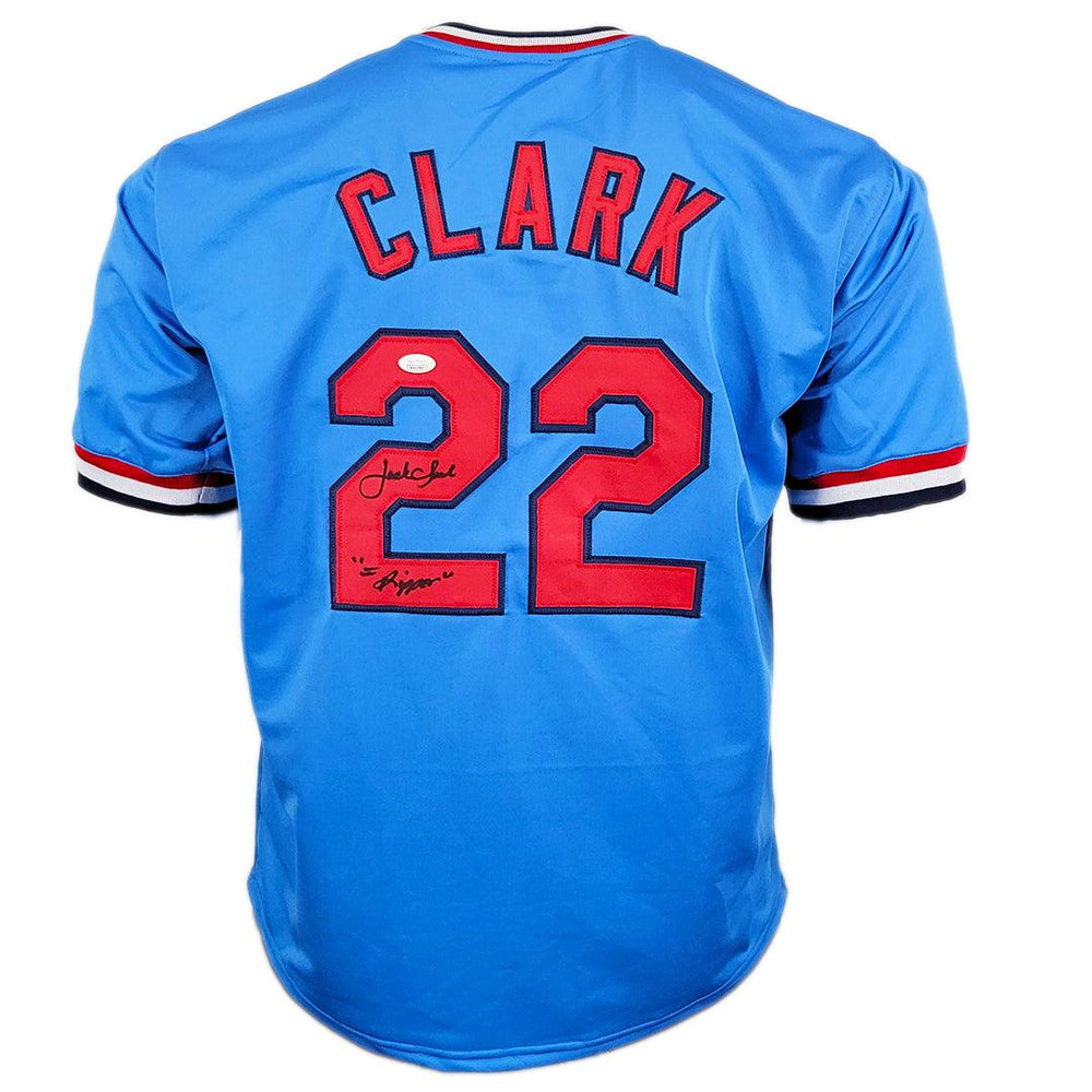 Jack Clark Signed The Ripper Inscription St. Louis Light Blue Baseball Jersey (JSA) - RSA
