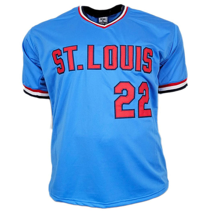 Jack Clark Signed The Ripper Inscription St. Louis Light Blue Baseball Jersey (JSA) - RSA