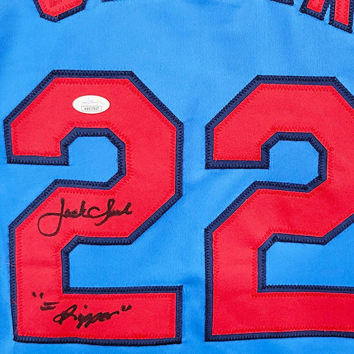 Jack Clark Signed The Ripper Inscription St. Louis Light Blue Baseball Jersey (JSA) - RSA